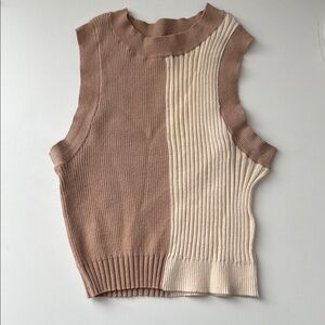 Kendall and Kylie Two-Tone Sleeveless Knit Top